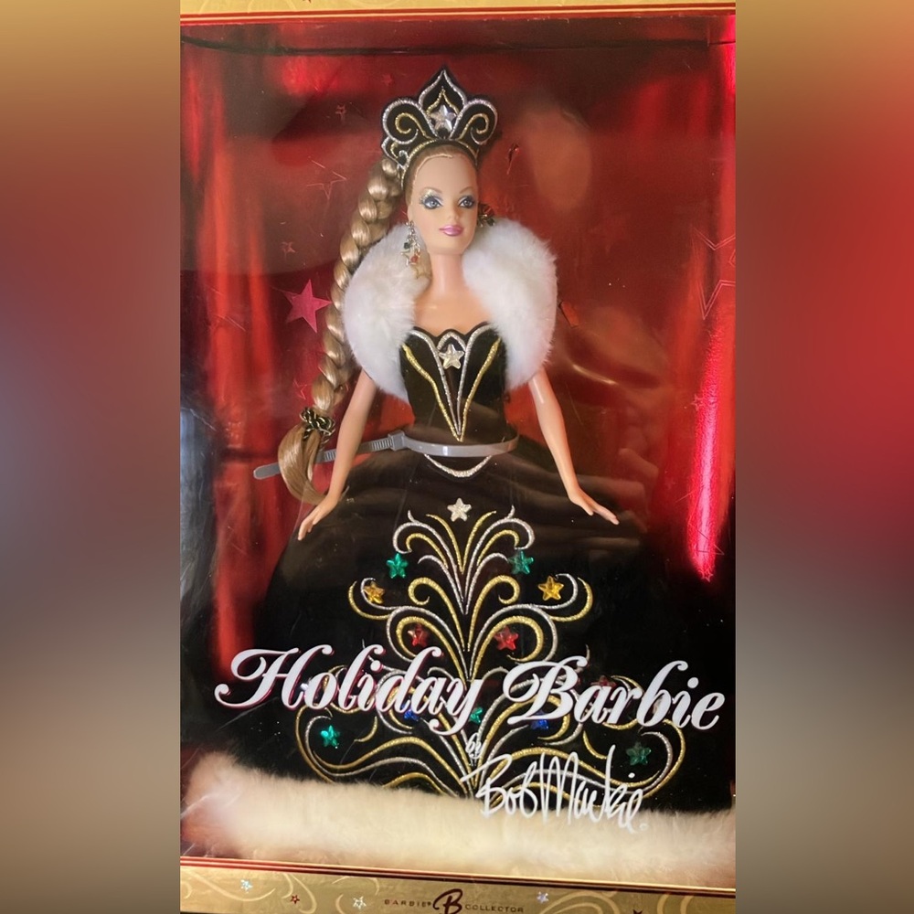 Barbie 2006 Holiday Doll by Bob Mackie with Black and Gold Dress